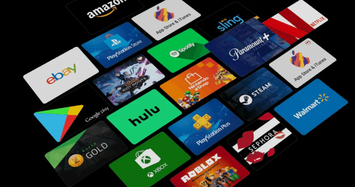 Digital gift cards from Roblox, Xbox, PlayStation, Steam, Google Play and other brands