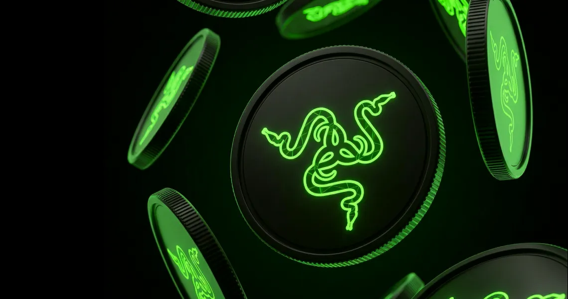 Glowing green Razer Gold coins
